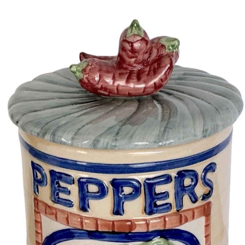Vintage Pepper Canister Farmhouse Stoneware with Lid Multicolor 4 Cup 7 1/2” H - Picture 11 of 16